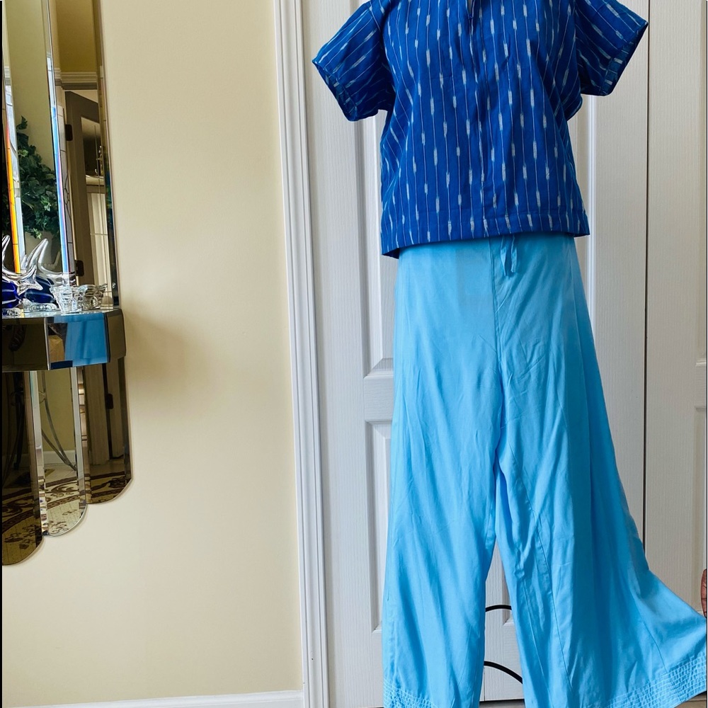 Palazzo pants with ikkat top XL biba new